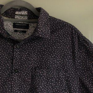 Casual Navy Slim Fit Short Sleeve Men’s Button Down